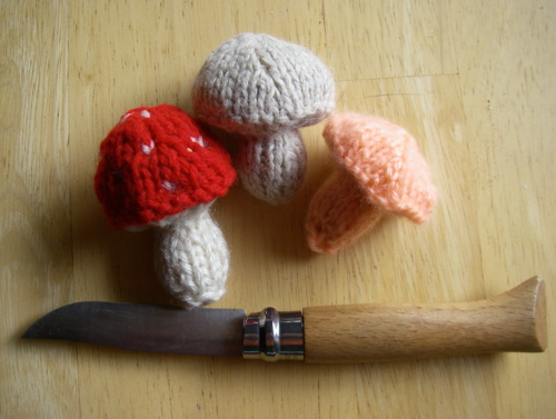 knitted mushrooms