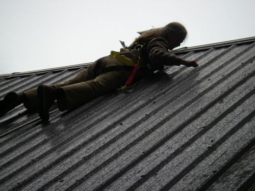 cleaning the roof seams