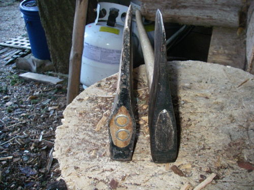 a pair of ax heads