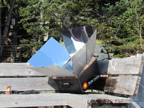 Our Solar Oven on the veranda, ready to cook (Photo: Mark A. Zeiger).