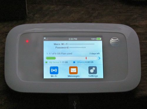 The portable Wi=Fi hotspot, about the size of a smartphone (Photo: Mark A. Zeiger).