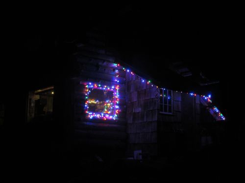 This year's lights on the cabin (Photo: Mark A. Zeiger).