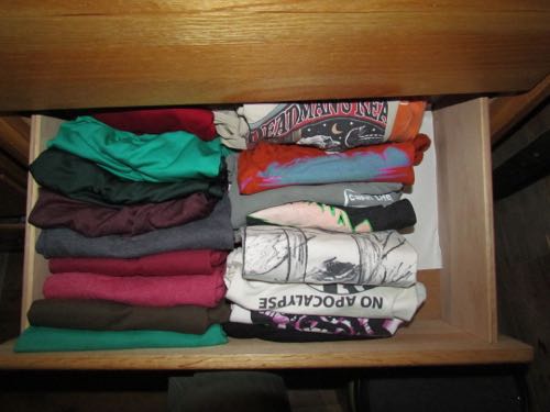 A peek into my drawers! A newly tidy T-shirt drawer (Photo: Mark A. Zeiger).