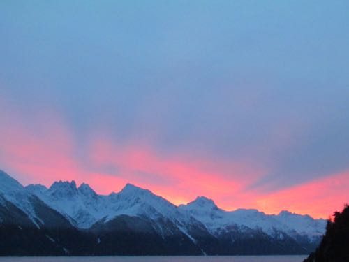 Christmas Eve sunrise above the Coast Range. Red sky at morning, homesteader's take warning . . . of a white Christmas, perhaps? (Photo: Mark A. Zeiger).