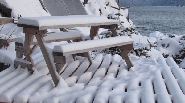 snow on the deck