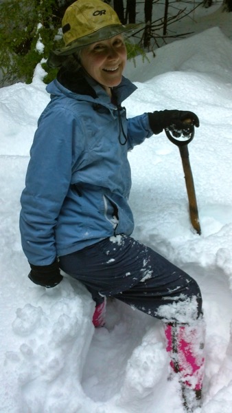 woman in deep snow